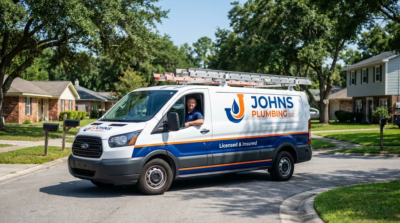 Johns Plumbing LLC service van in Leavenworth, WA
