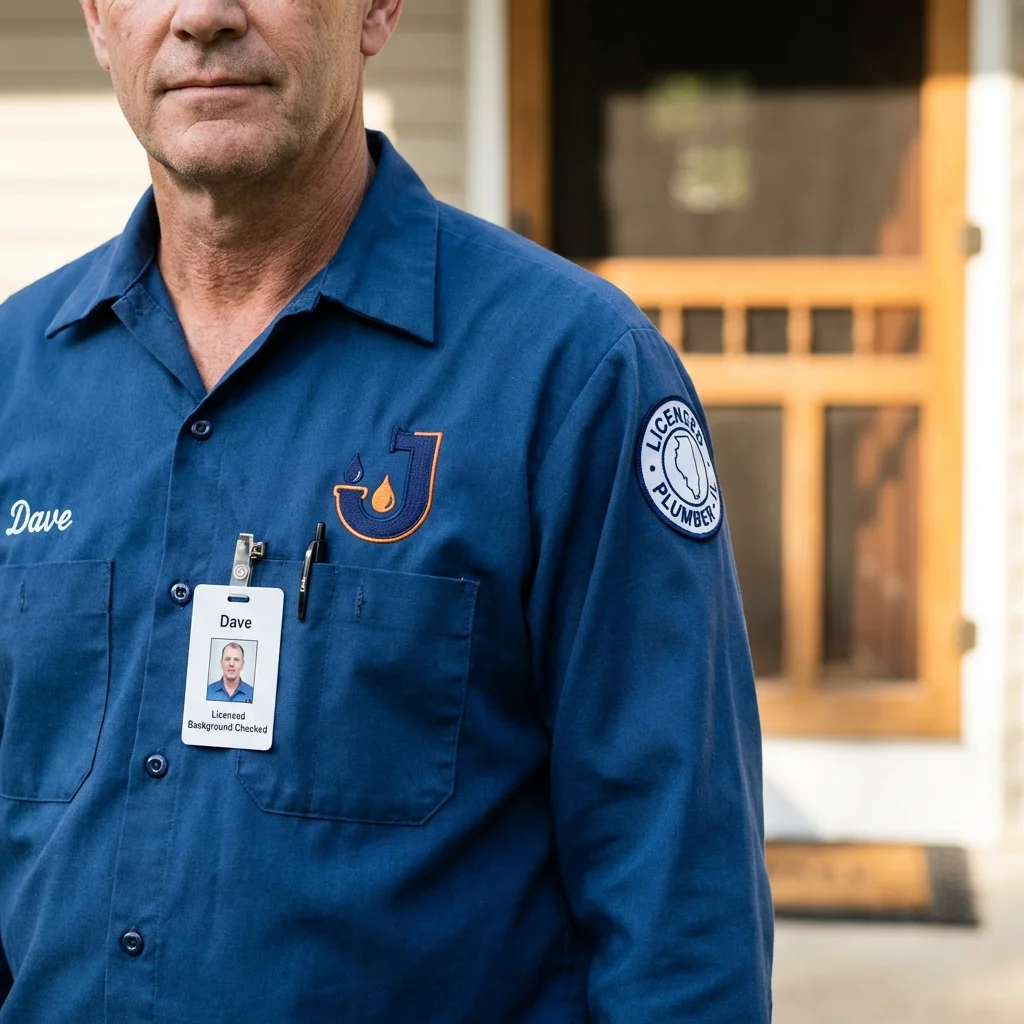 Licensed plumber showing ID badge in Leavenworth, WA