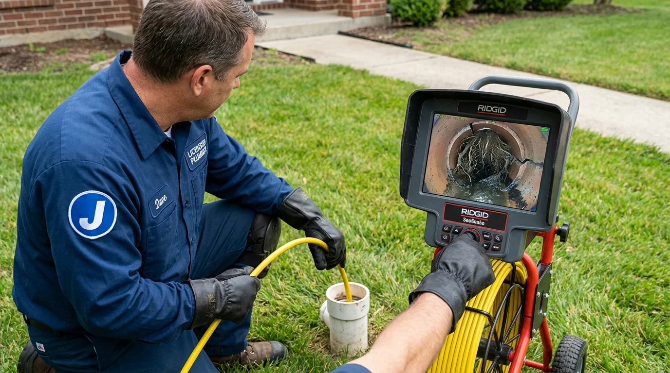Sewer camera inspection being performed by Johns Plumbing LLC in Leavenworth