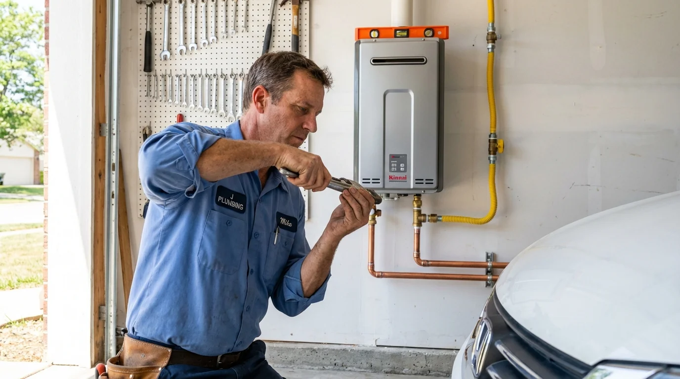 Tankless water heater installation by a Johns Plumbing LLC plumber in Leavenworth